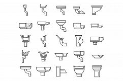 Gutter drain icons set, outline style Product Image 1