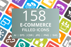 158 E-Commerce Filled Round Corner Icons Product Image 1