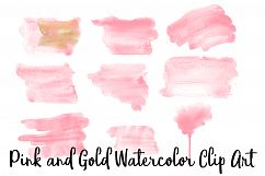 Pink and Gold Watercolor Clip Art, Transparent PNG Product Image 3
