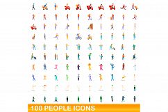 100 people icons set, cartoon style Product Image 1