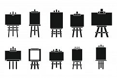 Easel poster icons set, simple style Product Image 1