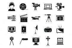 Broadcasting cameraman icons set, simple style Product Image 1