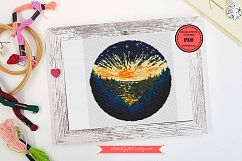 Sunset Landscape Cross stitch pattern PDF Embroidery design Product Image 2