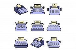 Typewriter icon set line color vector Product Image 1