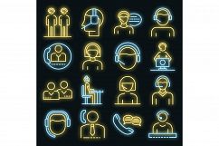 Call center employees icons set vector neon Product Image 1