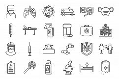 Coronavirus flu icons set, outline style Product Image 1