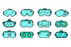 Game goggles icons set vector flat Product Image 1