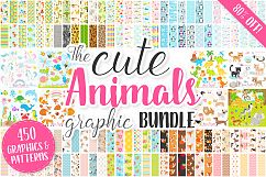 Cute Baby Animals Clip art Graphics and Digital Papers Patterns Bundle Product Image 1
