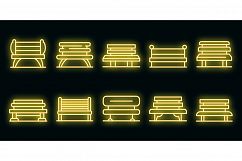 Park bench icons set vector neon Product Image 1