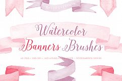 Photoshop Watercolor brushes banners with bonus PNG Product Image 1