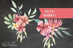 Elegant Watercolor Floral Red Bouquets Flowers Peach Leaves Product Image 4