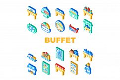 Buffet Food And Drinks Collection Icons Set Vector Product Image 1