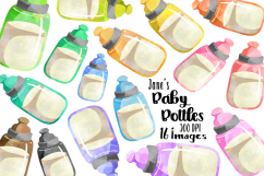 Watercolor Baby Bottles Clipart Product Image 1