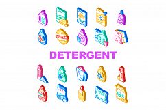 Detergent Washing Collection Icons Set Vector Product Image 1