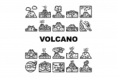 Volcano Lava Eruption Collection Icons Set Vector Product Image 1