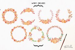 Pumpkin Harvest Festival Watercolor Clipart Wreaths Garlands Fall  Product Image 5
