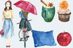 City in fall watercolor clip art Product Image 5