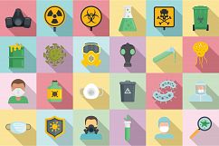 Biohazard icons set, flat style Product Image 1