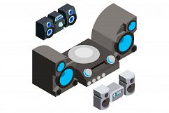 Stereo system icons set, isometric style Product Image 1