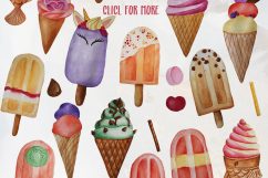 Watercolor Ice Cream Clip Art Product Image 10