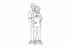 Pregnant Couple Embracing Young Family Vector Illustration Product Image 1