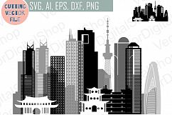 Tokyo  Vector, Japan Skyline city, SVG, JPG, PNG, DWG, CDR, EPS, AI Product Image 1