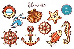 Marine and nautical decor.  Underwater life. Sea ornament. Eps, Png, Jpeg.  Product Image 21