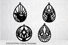 Deer antlers teardrop earrings template Set Bundle svg dxf Product Image 2