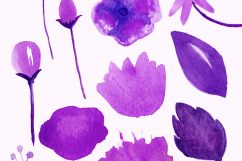 PURPLE WEDDING CLIPART Woodland Watercolor Ultra Violet Floral Bouquets Deer Antlers Banners Digital Papers Graphics Product Image 3