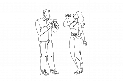 Wine Degustation Sommeliers Man And Woman Vector Product Image 1