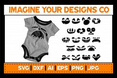 Jack-o-Lantern / Pumpkin Face Silhouette SVG Cut File Bundle Product Image 1