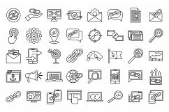 Business backlink strategy icons set, outline style Product Image 1