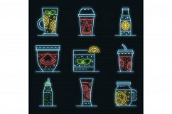 Smoothie icon set vector neon Product Image 1