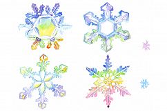 Watercolor colorful snowflakes PNG set Product Image 1