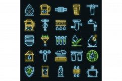 Filter water icons set vector neon Product Image 1