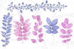 Watercolor Foliage, Purple and Pink Leaves and Branches Product Image 2