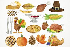 Watercolor Thanksgiving Clipart, Harvest Clipart Product Image 2