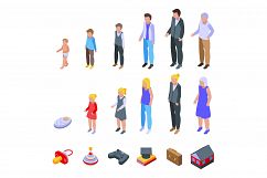 Generation icons set, isometric style Product Image 1