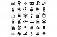 Clean energy icons set, simple style Product Image 1