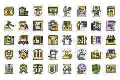 Notary icons set line color vector Product Image 1