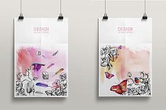 Watercolor bird, feathers, flowers Product Image 6
