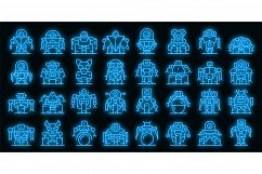 Robot-transformer icons set vector neon Product Image 1