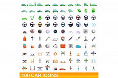 100 car icons set, cartoon style Product Image 1