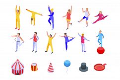 Acrobat icons set, isometric style Product Image 1