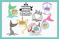 Unicorn Mermaid bundle svg dxf files clipart printable png Product Image 1