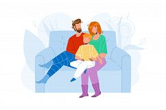 People Relaxing On Cozy Couch Together Vector Product Image 1