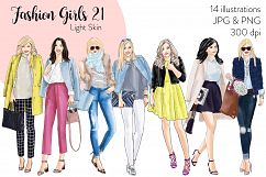 Fashion illustration clipart - Fashion Girls 21 - Light Skin Product Image 1
