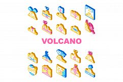 Volcano Lava Eruption Collection Icons Set Vector Product Image 1