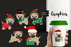 Christmas Pugs Graphics and Illustrations Product Image 3