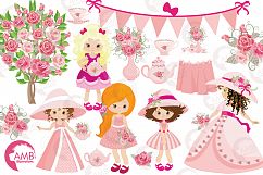 Garden party girls, Summer party, graphics, clipart, illustrations AMB-998 Product Image 4